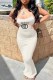 White Fashion Sexy Letter Print Backless Slit Spaghetti Strap One Step Skirt Dresses