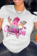 White Fashion Print Patchwork Letter O Neck T-Shirts