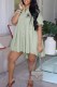 Green Fashion Casual Print Letter Turndown Collar A Line Dresses