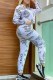 White Fashion Casual Print Letter Turndown Collar Long Sleeve Two Pieces
