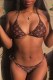 Coffee Fashion Sexy Print Frenulum Letter Swimwears