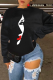 Black Fashion Street Print Patchwork O Neck Tops