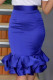 Blue Elegant Solid Patchwork Flounce High Waist Straight Solid Color Bottoms