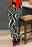 Black Fashion Casual Patchwork Basic Regular High Waist Trousers