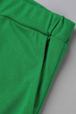 Yellow Fashion Casual Solid Patchwork V Neck Long Sleeve Two Pieces