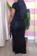 Black Fashion Casual Print Slit Letter O Neck One Step Skirt Dresses