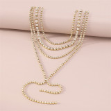 Gold Fashion Patchwork Rhinestone Necklaces