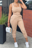 Light Blue Fashion Casual Solid Vests Pants U Neck Sleeveless Two Pieces