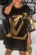 Black Fashion Casual Letter Sequins O Neck Straight Dresses