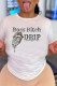 White Fashion Street Lips Printed Patchwork Letter O Neck T-Shirts