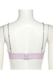 Purple Sexy Solid Patchwork Metal Accessories Decoration Chains Spaghetti Strap Tops