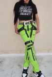 Black Fashion Casual Letter Hot Drilling Patchwork O Neck T-Shirts