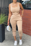 Light Blue Fashion Casual Solid Vests Pants U Neck Sleeveless Two Pieces