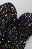 Black Sexy Solid Sequins Patchwork Strapless Straight Jumpsuits