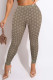 Light Coffee Fashion Street Print Letter Mid Waist Pencil Bottoms