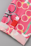 Red Fashion Casual Print Hollowed Out Backless Turndown Collar Tops