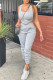 Grey Fashion Casual Solid Vests Pants U Neck Sleeveless Two Pieces