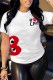 White Fashion Street Print Letter O Neck T-Shirts