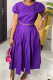 Purple Fashion Casual Solid Patchwork O Neck Short Sleeve Two Pieces
