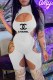 White Fashion Sexy Print Hollowed Out Letter O Neck Rompers