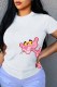 White Fashion Street Character Print Patchwork O Neck T-Shirts