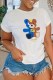 White Fashion Casual Character Print Letter O Neck T-Shirts
