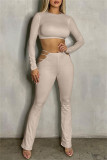 White Sexy Casual Solid Hollowed Out O Neck Long Sleeve Two Pieces
