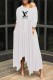 White Fashion Casual Print Letter Oblique Collar Irregular Dress Dresses