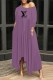 Purple Fashion Casual Print Letter Oblique Collar Irregular Dress Dresses