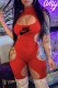 Red Fashion Sexy Print Hollowed Out Letter O Neck Rompers