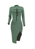 Grey Casual Print Slit Half A Turtleneck Pencil Skirt Dresses