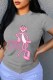 Grey Fashion Street Character Print Letter O Neck T-Shirts
