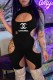 Black Fashion Sexy Print Hollowed Out Letter O Neck Rompers