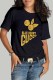 Black Fashion Casual Print Letter O Neck T-Shirts