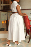 Pink Fashion Casual Solid Hollowed Out Turtleneck Sleeveless Dress