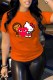 Orange Fashion Street Character Print Patchwork O Neck T-Shirts