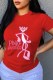 Red Fashion Street Character Print Letter O Neck T-Shirts