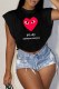 Black Fashion Casual Print Letter O Neck T-Shirts