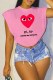 Pink Fashion Casual Print Letter O Neck T-Shirts