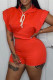 Tangerine Red Fashion Casual Solid Patchwork Hooded Collar Two Pieces