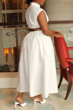 Pink Fashion Casual Solid Hollowed Out Turtleneck Sleeveless Dress