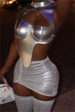 Red Fashion Sexy Solid Hollowed Out Patchwork Backless Cross Straps Asymmetrical Turtleneck Tops