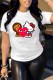 White Fashion Street Character Print Patchwork O Neck T-Shirts