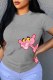 Grey Fashion Street Character Print Patchwork O Neck T-Shirts