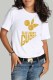 White Fashion Casual Print Letter O Neck T-Shirts