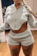 Grey Fashion Casual Solid Patchwork Asymmetrical Hooded Collar Long Sleeve Two Pieces