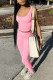 Pink Fashion Casual Solid Patchwork U Neck Sleeveless Two Pieces
