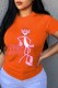 Orange Fashion Street Character Print Letter O Neck T-Shirts
