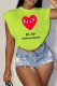 Light Green Fashion Casual Print Letter O Neck T-Shirts