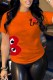 Orange Fashion Street Print Letter O Neck T-Shirts